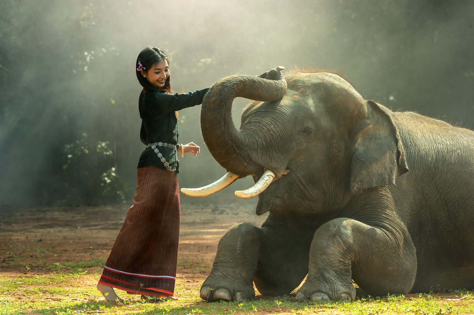 Girl with elephant